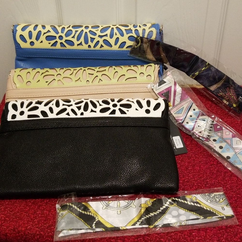 MoDA of NY LaserCut Daiseys 2 In 1 Clutch Or Shoulder Bag - Picture 8 of 9